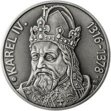 Karel IV., král a císař - 700. výročí narození stříbro patina